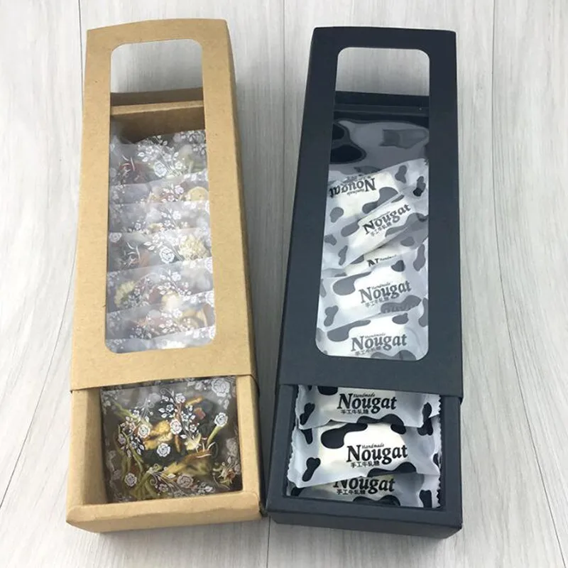 Kraft Paper Event Box For Candy Cookies Bakery Gift Package Brown Craft Paper With Window Packing Boxes PP112301
