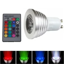 GU10 RGB светодиодный светильник 3 Вт светодиодный прожектор лампада пульт дистанционного управления Рождественская вечеринка Внутреннее освещение Декор 16 красочных сменных