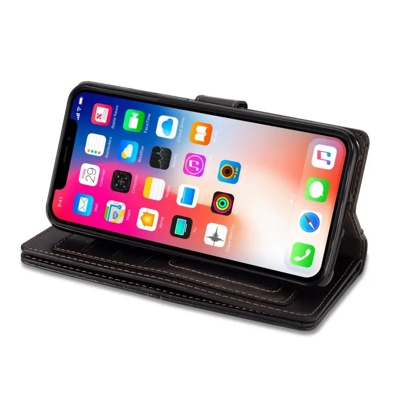 Wallet Case for iPhone XS Case Leather Vintage Flip Cover for iPhone 6 6s 7 8 Plus X XR XS Max Cases Card Holder Multi Function (19)