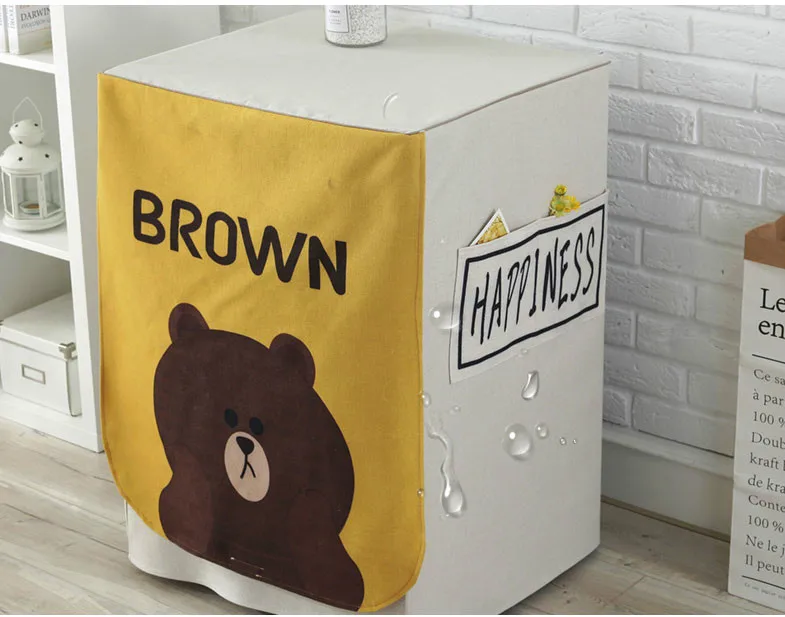 

60X65X83CM Cotton and Linen Cloth Washing Machine sets Cover Universal Sunscreen Washing Machine Dustproof Cover Cartoon