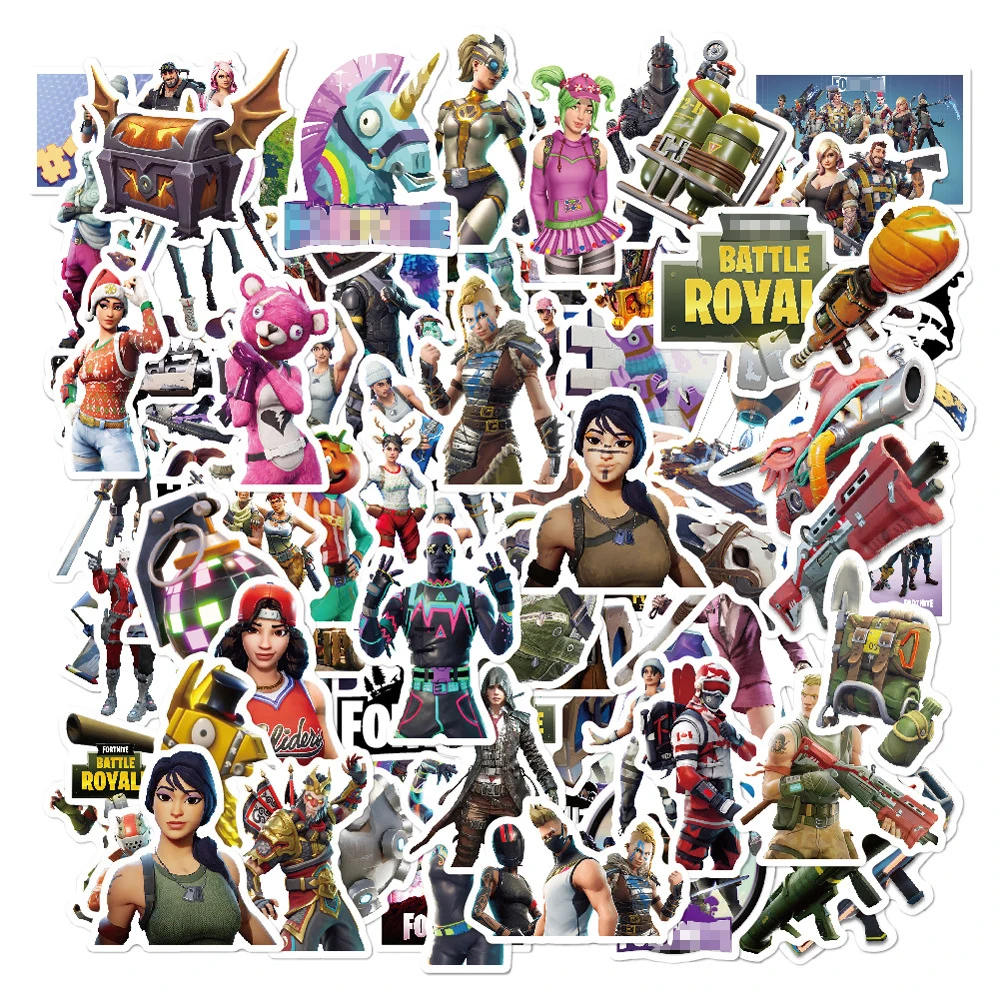 

52 Pcs/Pack 104 Pattern Selection Fortnight Graffiti Stickers For Freezer Suitcase Cool Laptop Sticker Skateboard Stickers