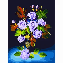 Картина с розой масляными красками по номерам diy цифровое Рисование акриловая краска по номерам 40X50 см цветы картины настенный арт, без рамы