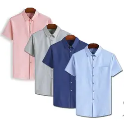 2019 новые мужские рубашки из ткани «Оксфорд», однотонные рубашки с короткими рукавами, мужские тонкие рубашки больших размеров, мужские