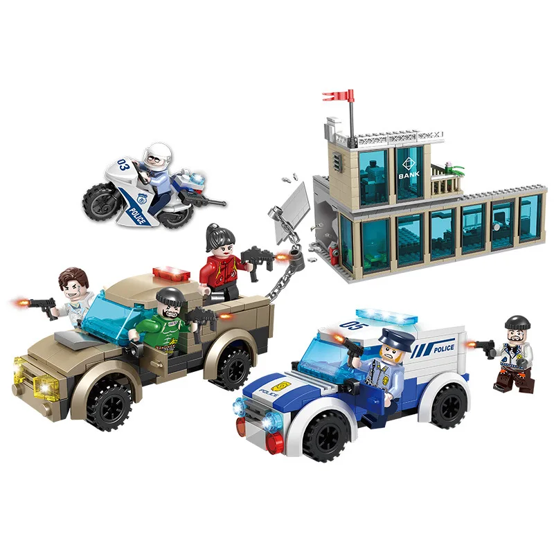 

627pcs Children's educational building blocks toy Compatible Legoingly city SWAT vs. bank robbers figures Bricks birthday gifts