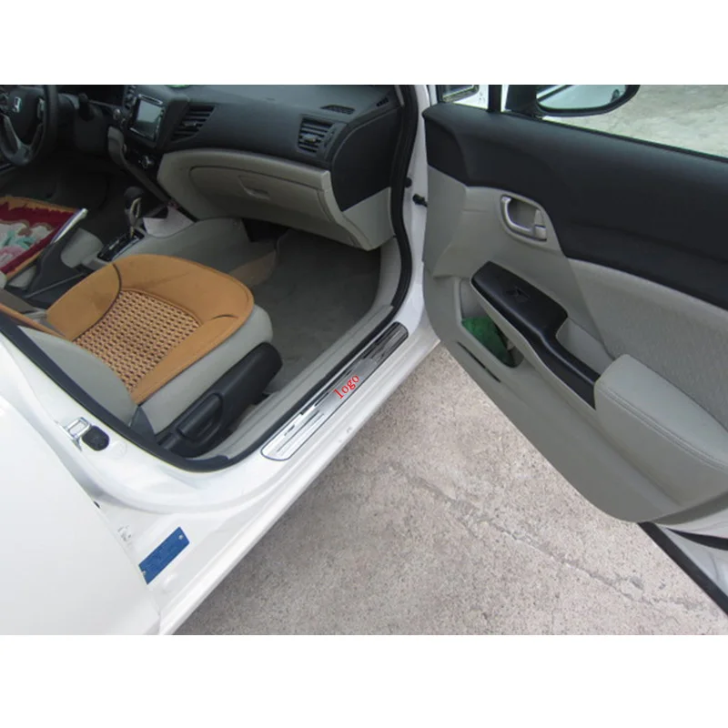 Для Honda Civic 2007- Нержавеющая сталь порога протектор Стикеры потертости облицовочная панель Добро пожаловать педаль; автостайлинг 4 шт. C63