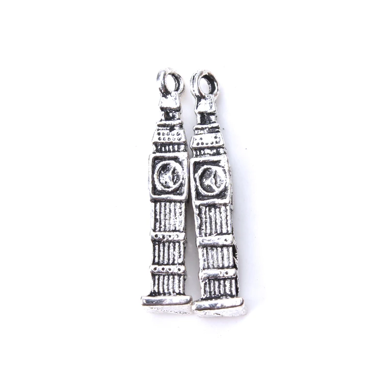 10pc-lot-25mm-x-6mm-Big-Ben-Charms-Antique-Silver-Tone-Fabulous-3D-Detailing-for-diy