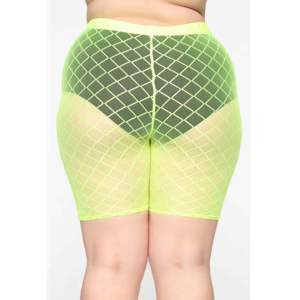 short pants 2019 Women Fishnet High Waist Shorts Fashion Mesh Sheer See Through Hollow Legging Shorts Swimwear Casual Skinny Trousers trendy plus size clothing