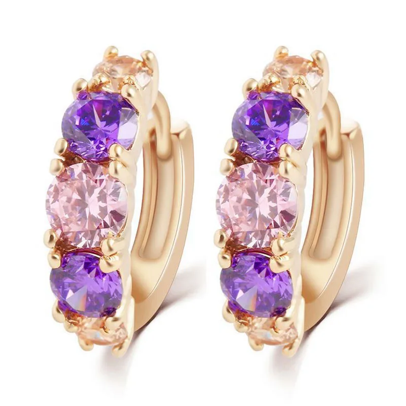 Большая распродажа элегантные серьги-кольца золотого цвета с цирконием для