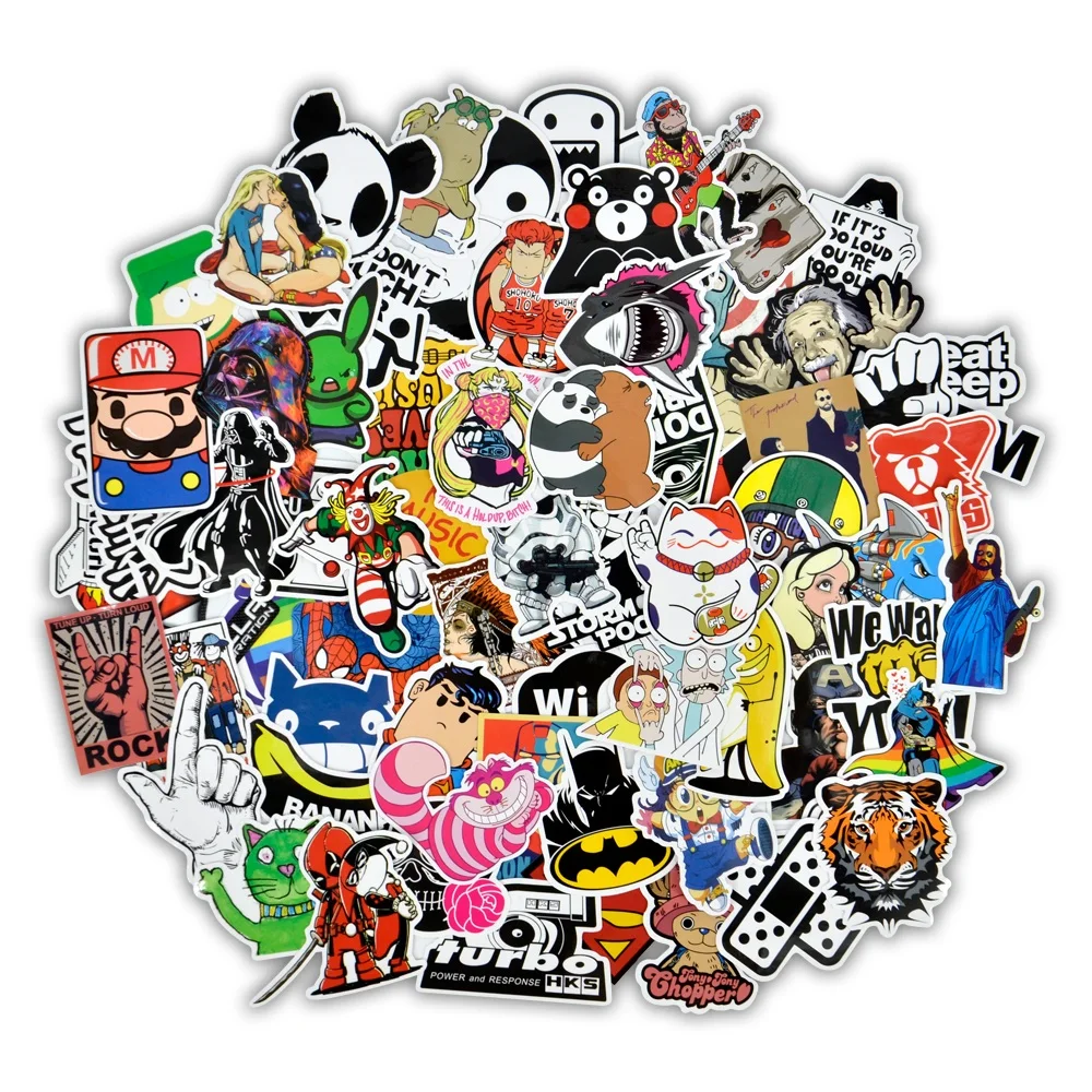

50 pcs Mixed Cartoon Toy Stickers for Car Styling Bike Motorcycle Phone Laptop Travel Luggage Cool Funny Sticker Bomb JDM Decals