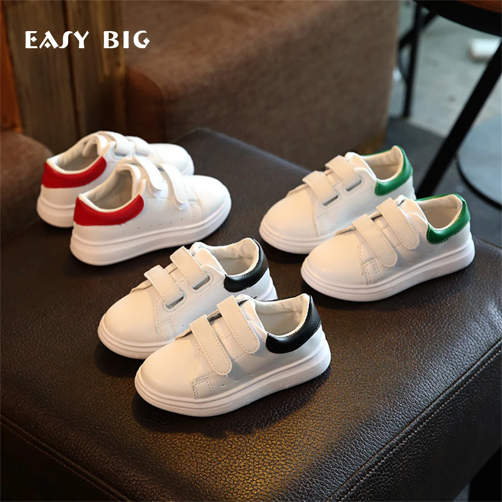 

EASY BIG Spring Summer Anti-slip Unisex PU Children Casual Shoes Boys Board Shoes Kids Fashion Sneakers Girls white Shoes CS0002