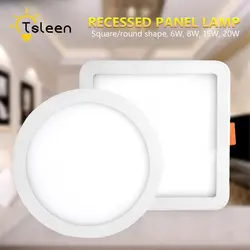 Tsleen ультратонкий 6 Вт 8 Вт 15 Вт 20 Вт круглая квадратная панель светодио дный Алюминиевая Светодиодная панель свет встраиваемые установлен