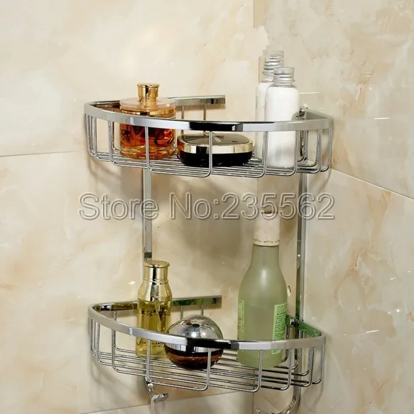 brass corner shower shelf