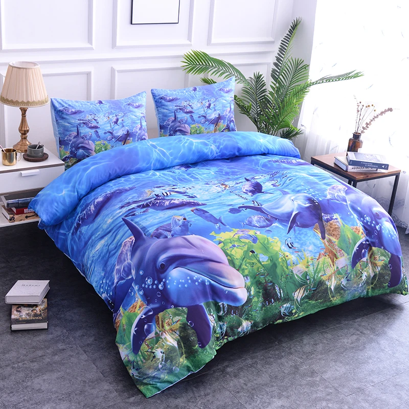 

ZEIMON Ocean Series Funny Whale Tortoise Coral Fish Pattern Bedding Set 3D Polyester Home Textiles Duvet Cover And Pillowcase