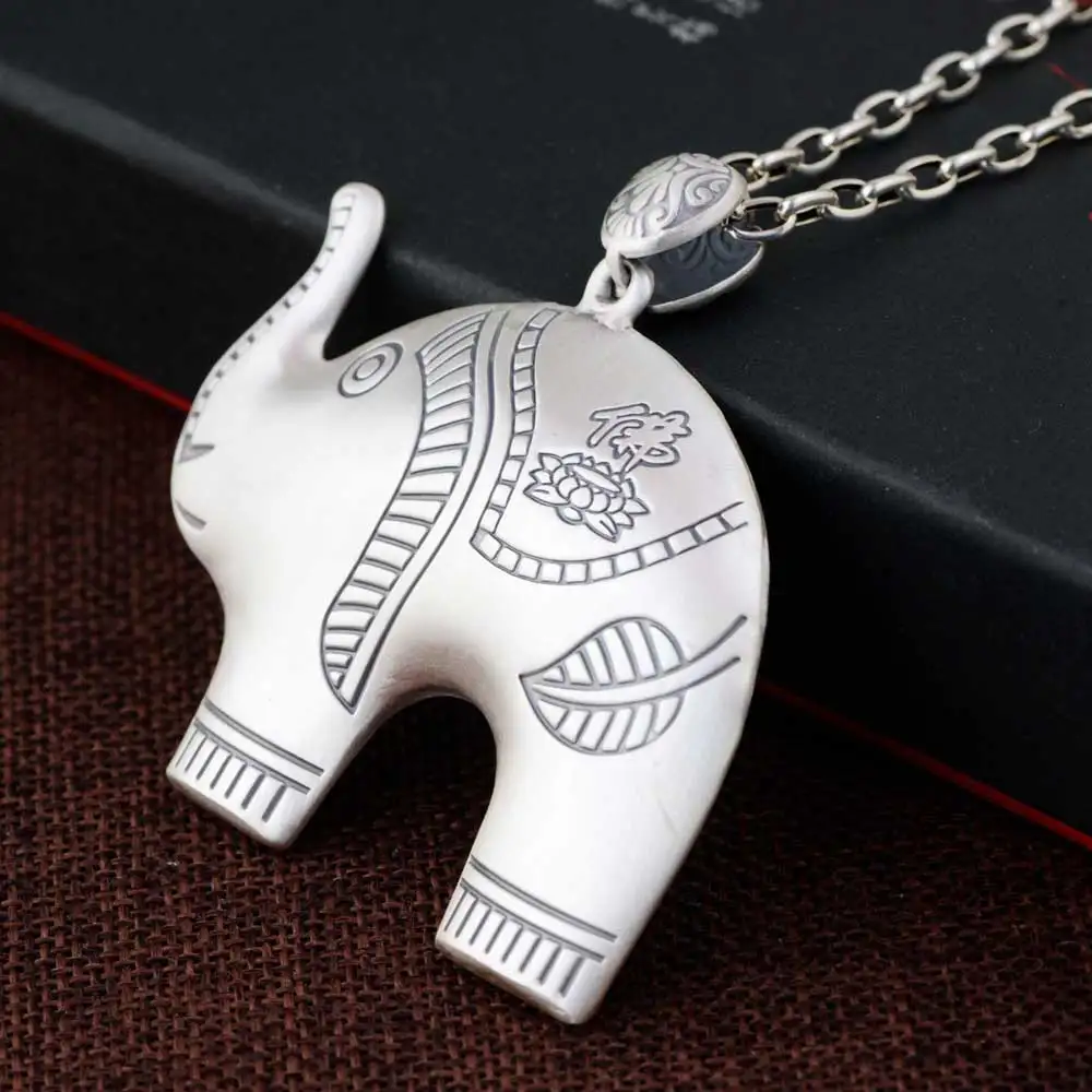 

FNJ 925 Silver Elephant Pendant New Fashion Pure Original S990 Thai Silver Pendants Women for Jewelry Making