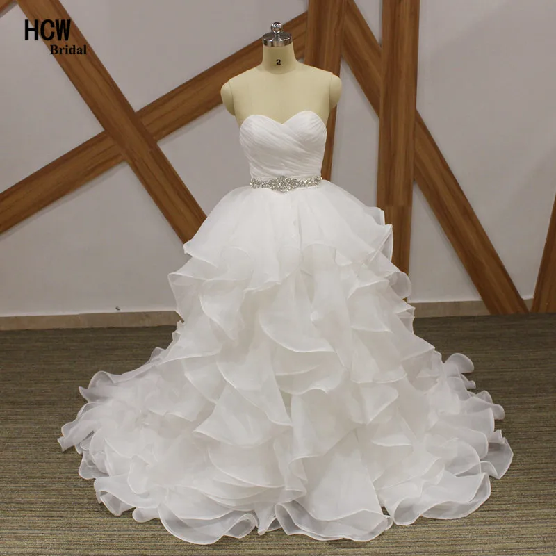 Graceful Ruffles Organza Wedding Dress Strapless Off The Shoulder Princess Wedding Dresses With Crystals Belt Vestido De Noiva Graceful Ruffles Organza Wedding Dress Strapless Off The Shoulder Princess Wedding Dresses With Crystals Belt Vestido De Noiva