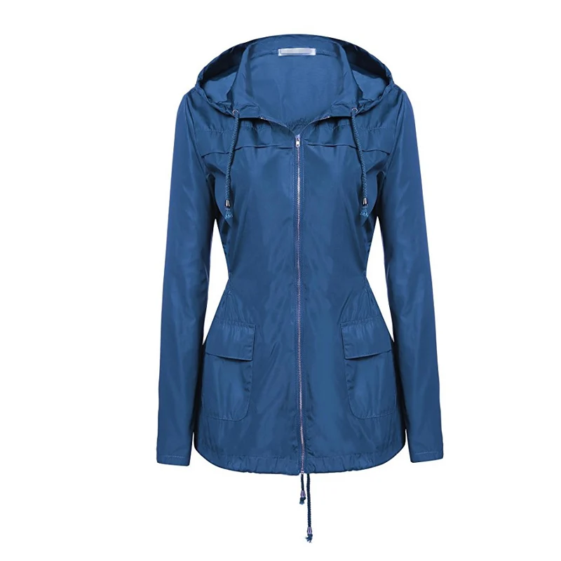 Ветровка женская с длинным рукавом Осенняя Женская куртка 2019 капюшоном летние