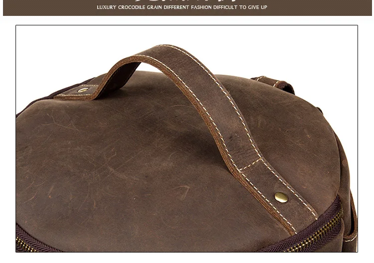 Griff eines Woosir Vintage-Herrenrucksacks aus echtem Leder