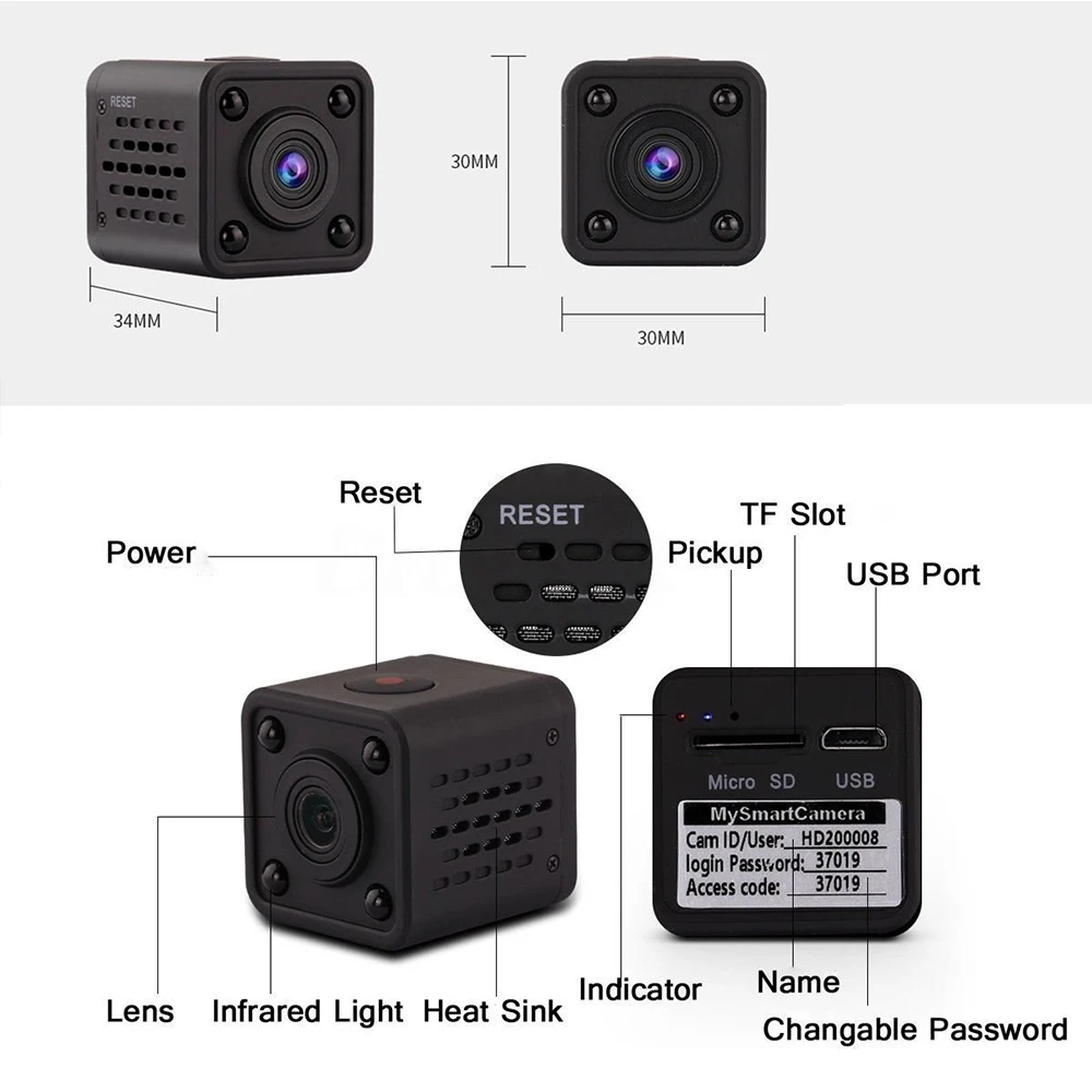 Wi-Fi мини Камера IP HD 1080 P Ночное видение микро сетевая камера поддерживает зарядку в то время как для записи видео, звука наблюдения Камера