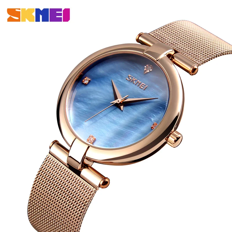 SKMEI Relogio Feminino часы женские модные роскошные часы из розового золота Reloj Mujer водонепроницаемые женские кварцевые часы из нержавеющей стали