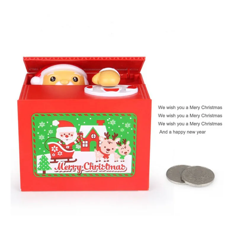 SIBAOLU Plastic Santa Claus Money Box Cute Xmas Automatic Coin Box