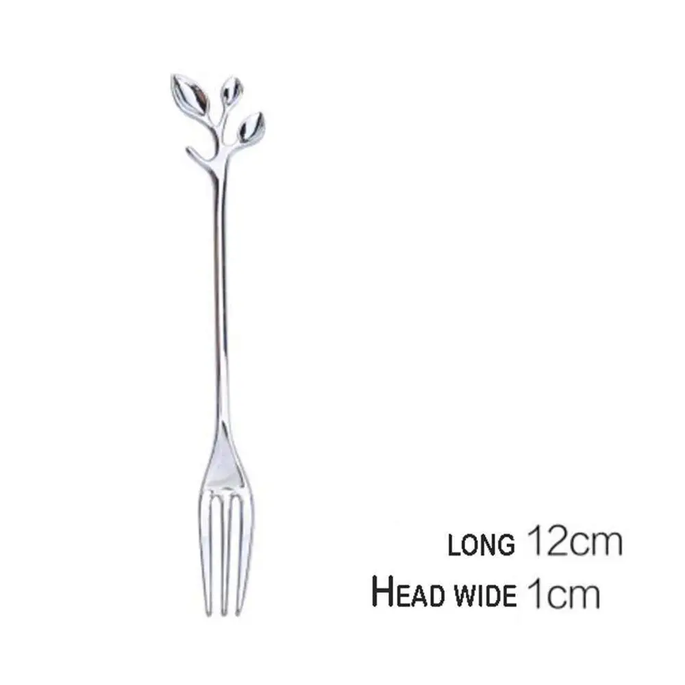 10 Pcs Stainless Steel forks,Vintage Royal Leaf Handle Dessert Appetizer Bistro Cake Fruit forks, Party favors SILVER
