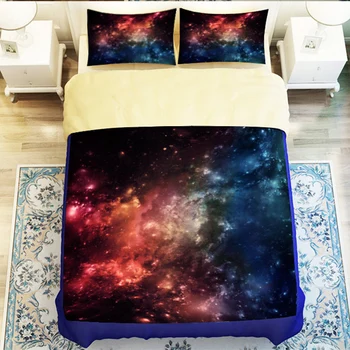 

Hipster Galaxy 3D Bedding Set Universe Outer Space Themed Galaxy Print Nebula Aurora Duvet cover shooting Twin queen king #2