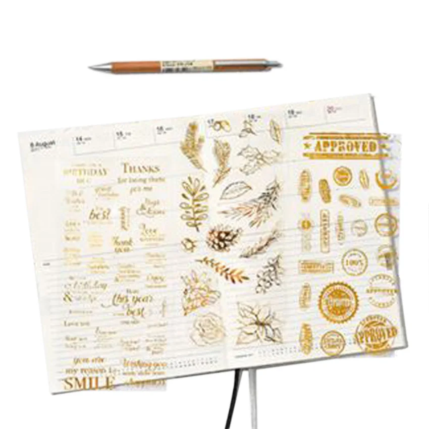 

1pcs/pack Kawaii Scrapbooking Plant Postmark Letter Series Bronzing Six Selections Decorative Stickers