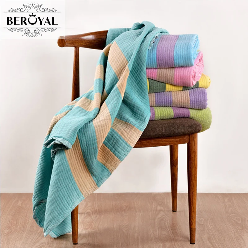 Beroyal Brand Throw Blanket 1piece 120*160cm Cotton Blanket Three