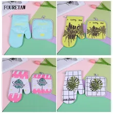 FOURETAW 1 пара хлопок мода растительный узор кухонный коврик для приготовления пищи микроволновая печь для выпечки барбекю печь Прихватки кухонные перчатки