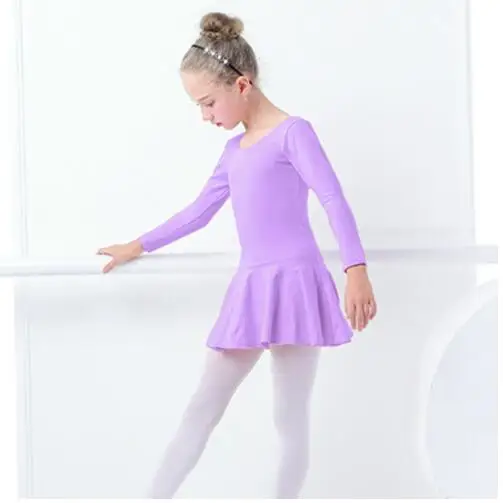 Хлопковое балетное платье для танцев; детская одежда для балета для маленьких девочек; детское гимнастическое трико; тренировочная Одежда для танцев - Цвет: Leotard Long Sleeve