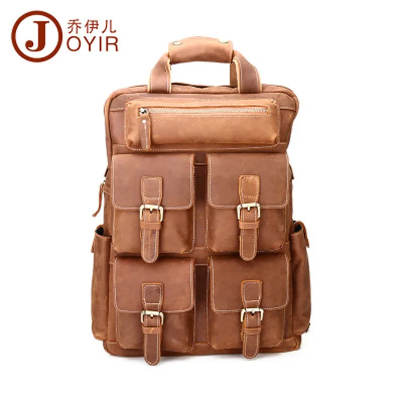 

YISHEN Vintage Genuine Cowhide Leather Men Backpack Large Capacity Male Travel Backpack Multifunctional Men Backpacks QYRB826