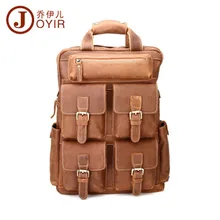 YISHEN Vintage Genuine Cowhide Leather Men Backpack Large Capacity Male Travel Backpack Multifunctional Men Backpacks QYRB826