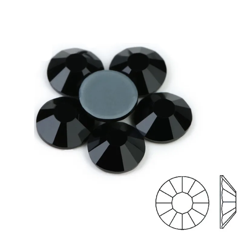 ААААА Одежда высшего качества Супер Bling SS4 ~ SS30 Jet Black Цвет Hot Fix каменные бусы Flatback