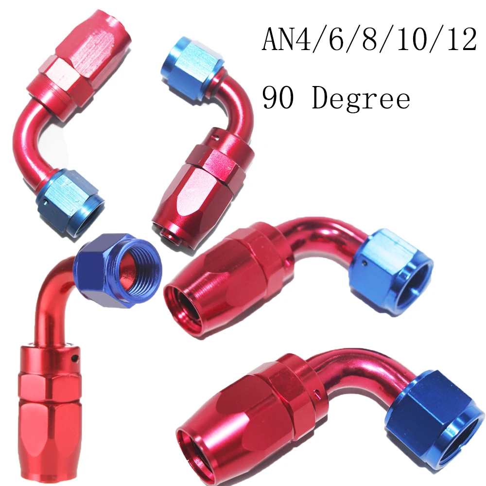 90 Degree AN 4 6 8 10 12 Oil/Fuel/Swivel Hose Aluminium FittingS Swivel