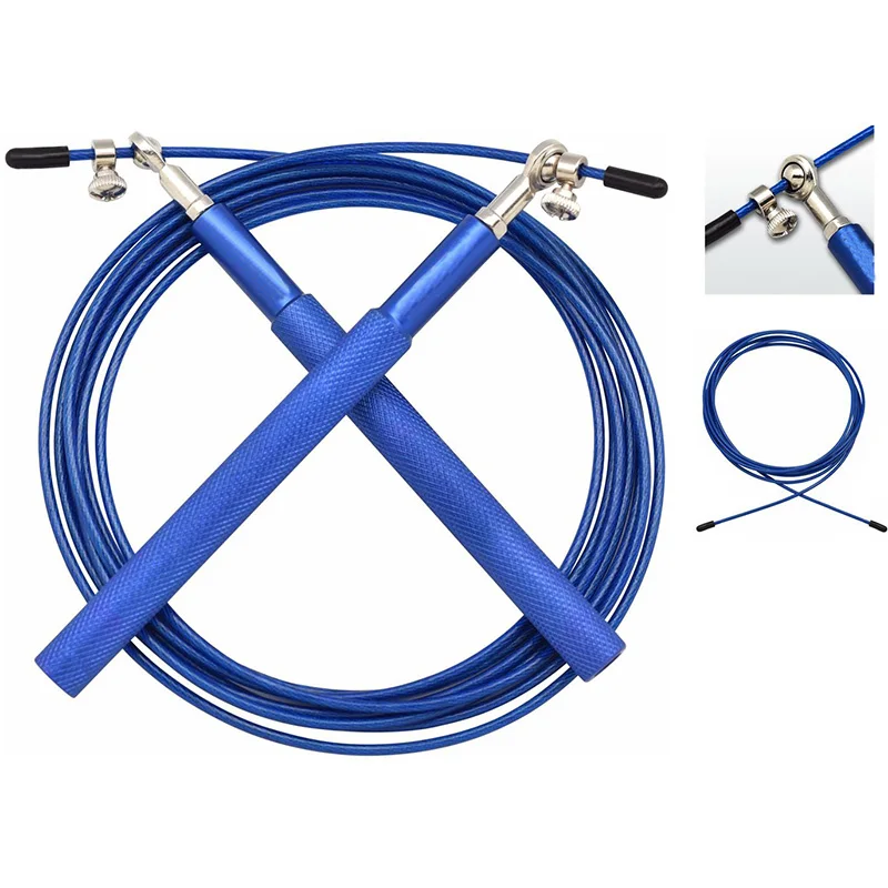 

Blue Professional Jump Rope Crossfit Adjustable Sports Gym Wire Single Aluminum Skipping High Speed Rope Fitness Training