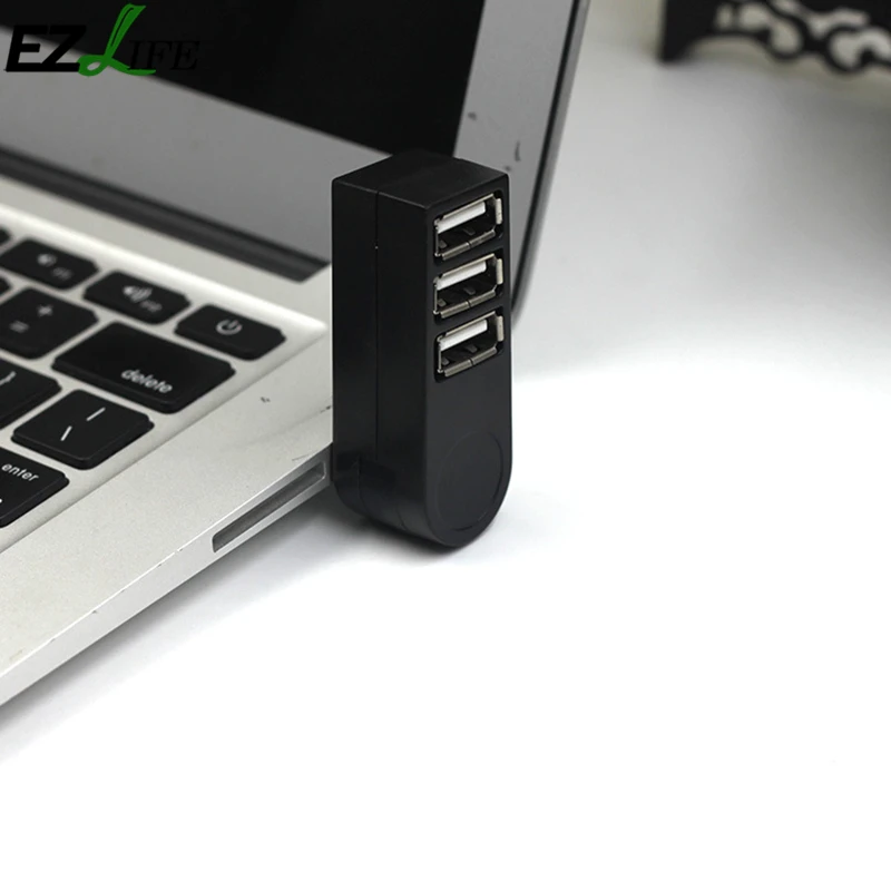 Черный 3 Интерфейс настоящий роторный Usb2.0hub провод 3 usb-хаб вращающийся высокоскоростной проводки устройства 3-портовый usb-хаб удлинитель