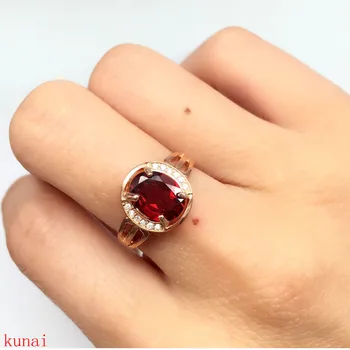 

KJJEAXCMY fine jewelry 925 silver inlaid garnet ring jewelry girl.