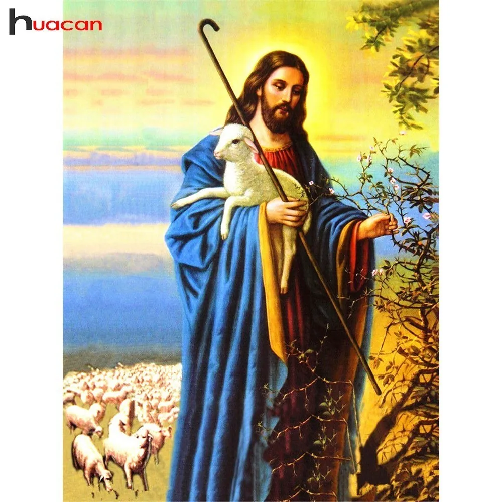 

Huacan Diamond Mosaic Religion Icon Full Drill Resin Decoration Home 5D Diamond Painting Cross Stitch Religious Jesus Christ