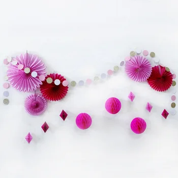 

Set of 15 Blue (Pink) Star Paper Garland Honeycomb Balls Tissue Paper Fans for Birthday Baby Shower Bridal Shower New Year Decor