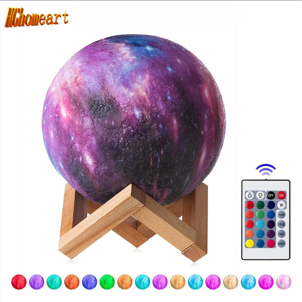 

HGhomeart 16 Colors Star 3D Moon Lamp LED Night Light Luminaria Remote Control USB Charging Moon Lamp