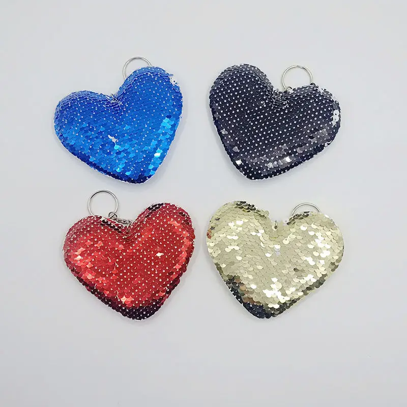

sublimation sequins blank key chains heart star shape key ring for bag decoration hot transfer printing consumables 15pcs/lot