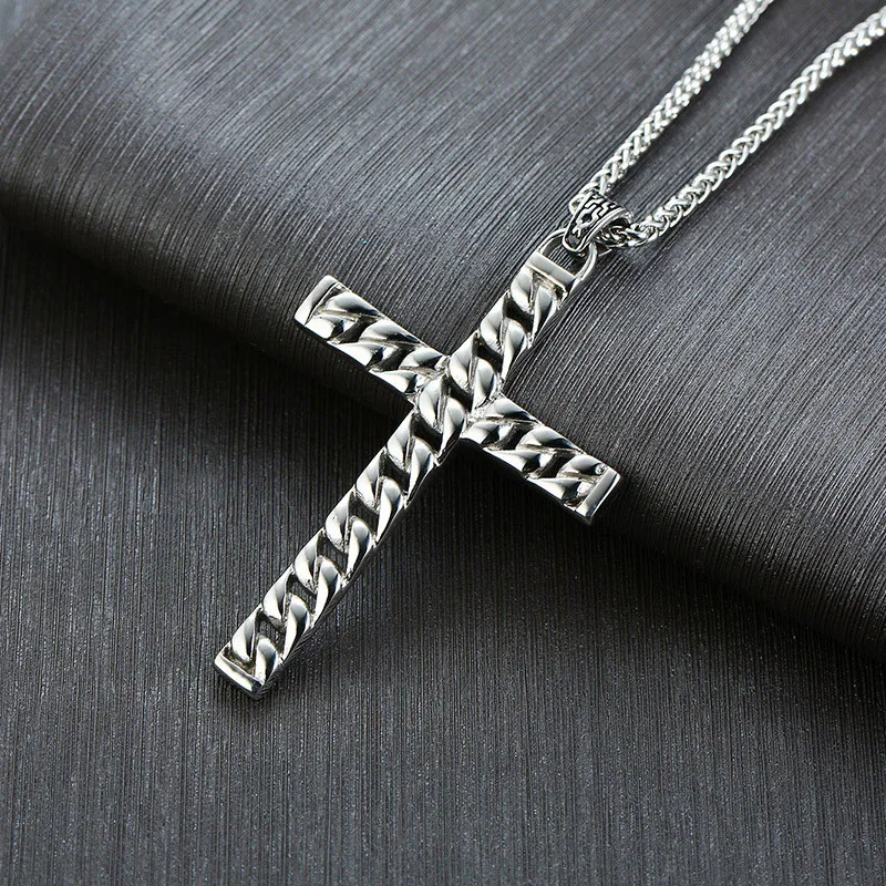 ZORCVENS серебряный цвет мужской крест цепь кулон ожерелья из нержавеющей стали Colar Masculino молитвенные ювелирные изделия