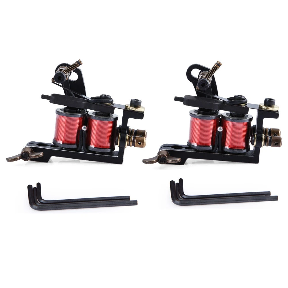 

2pcs Black Pig Iron Handmade Tattoo Machine Guns Coils for Liner Shader with Wrenches