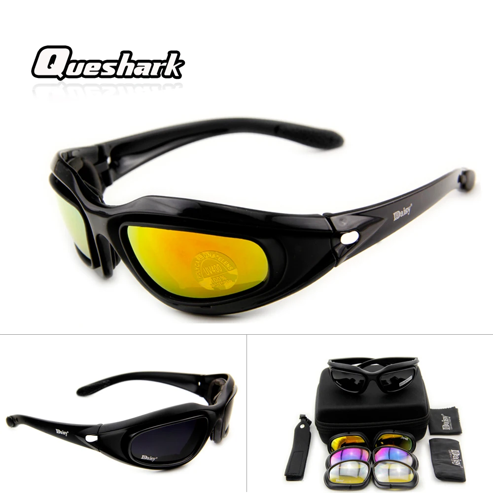 Queshark профессиональные 4 линзы/набор УФ или поляризованные велосипедные очки DAISY C5 охотничьи военные солнцезащитные очки мотоциклетные тактические очки