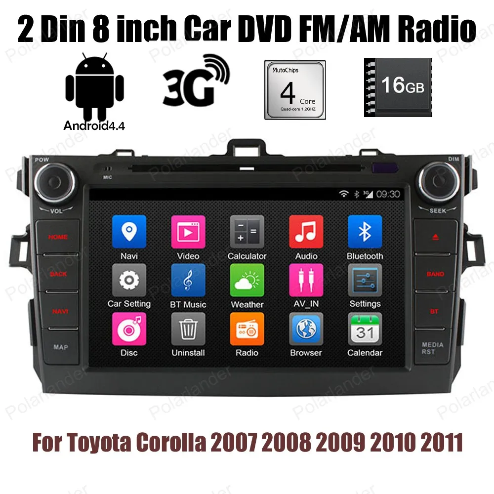 Для Toyota Corolla 2007 2008 2009 2010 2011 2 Din 8-дюймовый автомобильный DVD-плеер BT GPS wifi 16G 4-ядерный