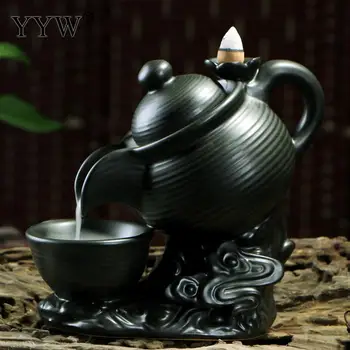 

Backflow Incense Burner Black Incense Cones Holder Classical Aroma Smoke Oud Burner Incenso Censer Aromatherapy Bakhoor Burner