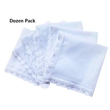 BAIYIXIN дамы 60 S хлопчатобумажные носовые платки женские мягкие однотонные чисто белое кружевное Hankies для свадьбы