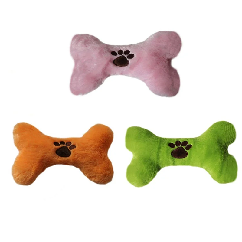 

1 pc Plush Pet Sound Toy Dog Bone Shape Cat Puppy Chew Squeaker Squeaky Toy Gift