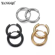 YANGQI титановые стальные серьги-кольца для женщин и мужчин Минимализм Дизайн Круглые Стальные серьги золотые черные Серебряные серьги аксессуары