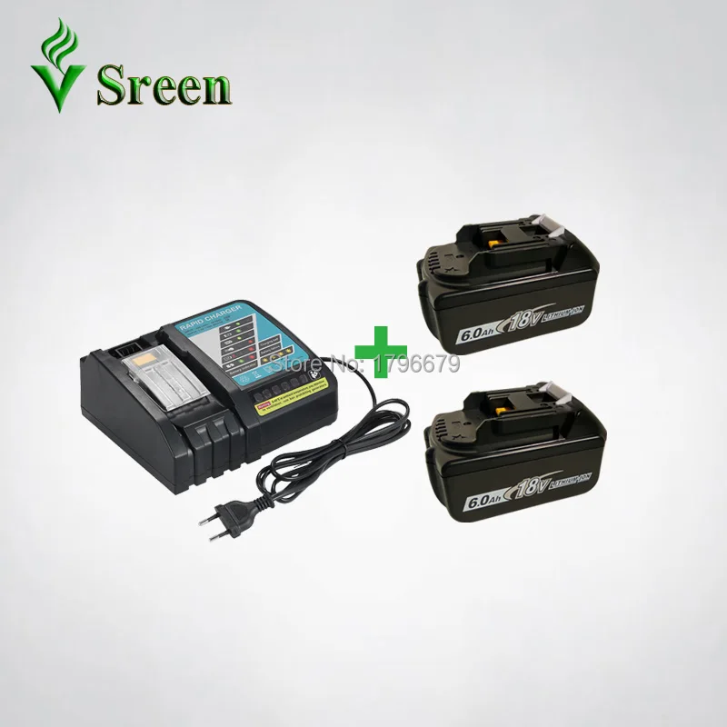 

2PCS 18V 6000mAh BL1860 Lithium Ion Replacement for Makita BL1850 BL1840 BL1830 Rechargeable Power Tool Battery Rapid Charger